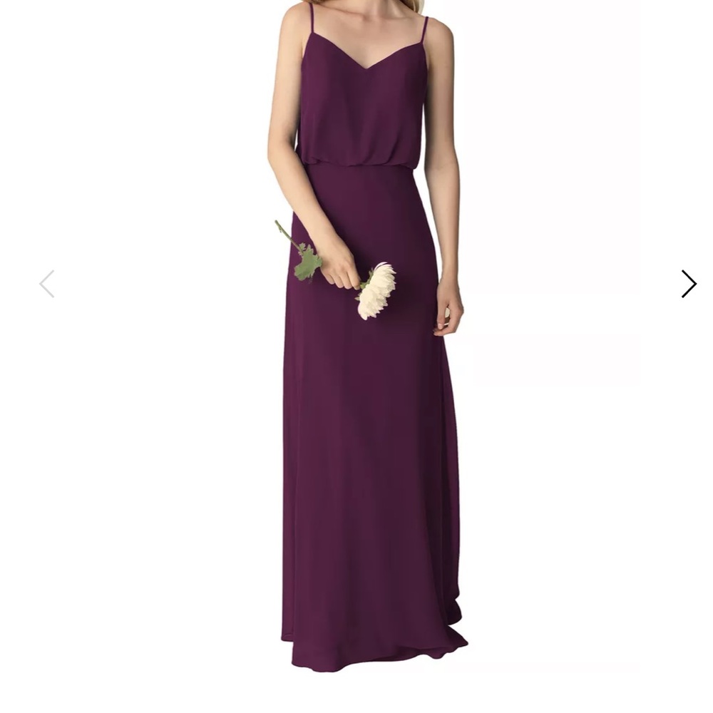 Bill Levkoff A-Line Maxi Bridesmaids Dress, Style 1266, Eggplant, Size 6